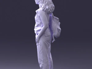 000415 Realistic Woman Casual Street Pose Full Body Scan Character 3D Model