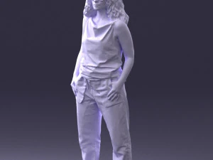 000415 Realistic Woman Casual Street Pose Full Body Scan Character 3D Model