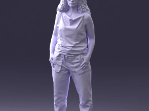 000415 Realistic Woman Casual Street Pose Full Body Scan Character 3D Model