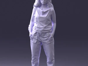 000415 Realistic Woman Casual Street Pose Full Body Scan Character 3D Model