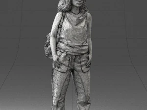 000415 Realistic Woman Casual Street Pose Full Body Scan Character 3D Model