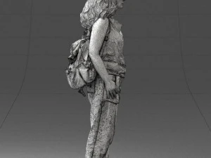 000415 Realistic Woman Casual Street Pose Full Body Scan Character 3D Model