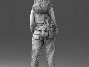 000415 Realistic Woman Casual Street Pose Full Body Scan Character 3D Model