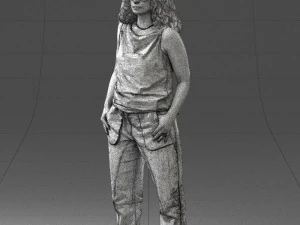 000415 Realistic Woman Casual Street Pose Full Body Scan Character 3D Model
