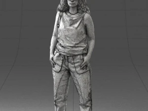 000415 Realistic Woman Casual Street Pose Full Body Scan Character 3D Model