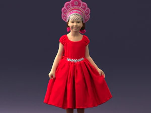 000404 Realistic Little Girl in Traditional Costume 3D Model