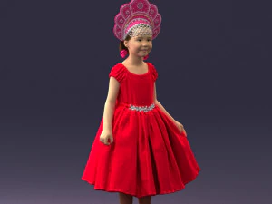 000404 Realistic Little Girl in Traditional Costume 3dp 3D Print Model