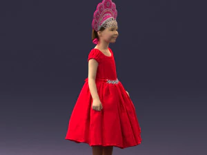 000404 Realistic Little Girl in Traditional Costume 3dp 3D Print Model