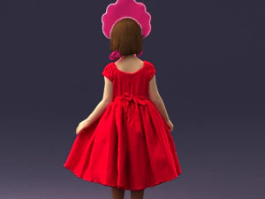 000404 Realistic Little Girl in Traditional Costume 3dp 3D Print Model