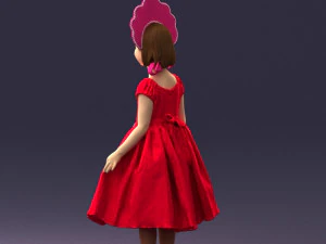 000404 Realistic Little Girl in Traditional Costume 3dp 3D Print Model