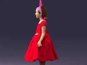 000404 Realistic Little Girl in Traditional Costume 3dp 3D Print Model