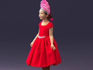 000404 Realistic Little Girl in Traditional Costume 3dp 3D Print Model