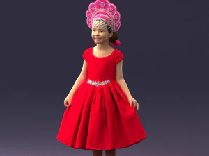 000404 Realistic Little Girl in Traditional Costume 3dp 3D Print Model