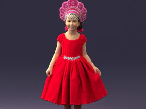 000404 Realistic Little Girl in Traditional Costume 3dp 3D Print Model