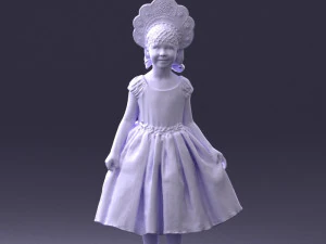 000404 Realistic Little Girl in Traditional Costume 3dp 3D Print Model