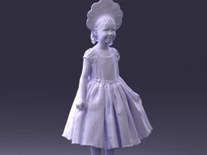 000404 Realistic Little Girl in Traditional Costume 3dp 3D Print Model