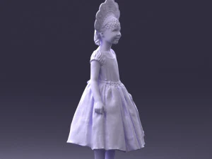 000404 Realistic Little Girl in Traditional Costume 3dp 3D Print Model