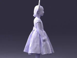 000404 Realistic Little Girl in Traditional Costume 3dp 3D Print Model