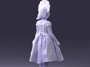 000404 Realistic Little Girl in Traditional Costume 3dp 3D Print Model