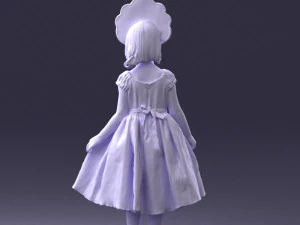 000404 Realistic Little Girl in Traditional Costume 3dp 3D Print Model