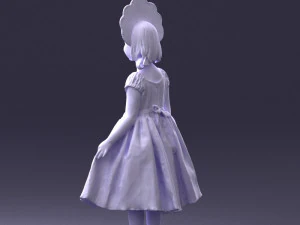 000404 Realistic Little Girl in Traditional Costume 3dp 3D Print Model