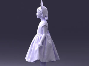000404 Realistic Little Girl in Traditional Costume 3dp 3D Print Model