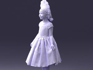 000404 Realistic Little Girl in Traditional Costume 3dp 3D Print Model