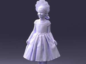 000404 Realistic Little Girl in Traditional Costume 3dp 3D Print Model