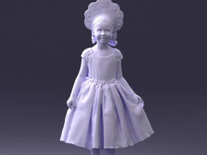 000404 Realistic Little Girl in Traditional Costume 3dp 3D Print Model
