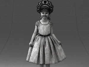 000404 Realistic Little Girl in Traditional Costume 3dp 3D Print Model