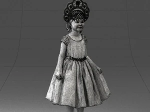 000404 Realistic Little Girl in Traditional Costume 3dp 3D Print Model
