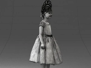 000404 Realistic Little Girl in Traditional Costume 3dp 3D Print Model