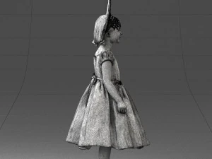 000404 Realistic Little Girl in Traditional Costume 3dp 3D Print Model