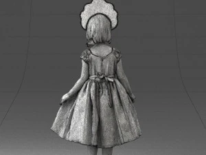 000404 Realistic Little Girl in Traditional Costume 3dp 3D Print Model