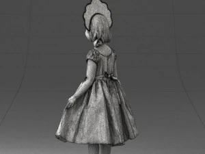 000404 Realistic Little Girl in Traditional Costume 3dp 3D Print Model