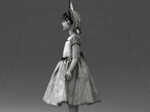 000404 Realistic Little Girl in Traditional Costume 3dp 3D Print Model