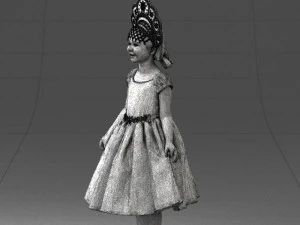 000404 Realistic Little Girl in Traditional Costume 3dp 3D Print Model