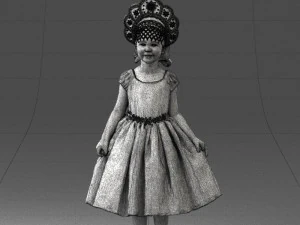 000404 Realistic Little Girl in Traditional Costume 3dp 3D Print Model