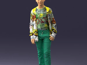 000403 Realistic Teen Boy in Colorful Clothing 3D Model