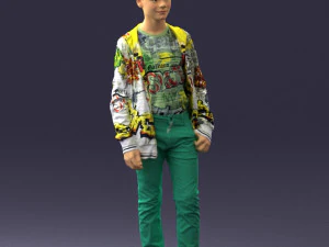 000403 Realistic Teen Boy in Colorful Clothing 3D Model