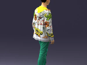 000403 Realistic Teen Boy in Colorful Clothing 3D Model