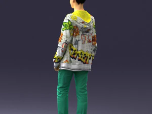 000403 Realistic Teen Boy in Colorful Clothing 3D Model