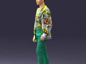 000403 Realistic Teen Boy in Colorful Clothing 3D Model