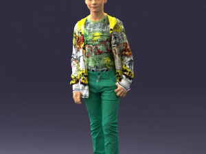 000403 Realistic Teen Boy in Colorful Clothing 3D Model