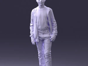 000403 Realistic Teen Boy in Colorful Clothing 3D Model