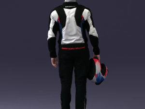 000425 Biker Male Character Holding Helmet Standing Pose 3D Scan 3D Model