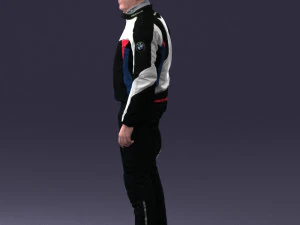 000425 Biker Male Character Holding Helmet Standing Pose 3D Scan 3D Model