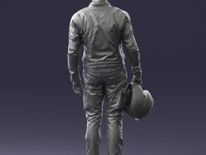 000425 Biker Male Character Holding Helmet Standing Pose 3D Scan 3D Model