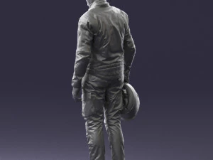 000425 Biker Male Character Holding Helmet Standing Pose 3D Scan 3D Model