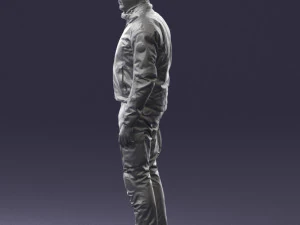 000425 Biker Male Character Holding Helmet Standing Pose 3D Scan 3D Model